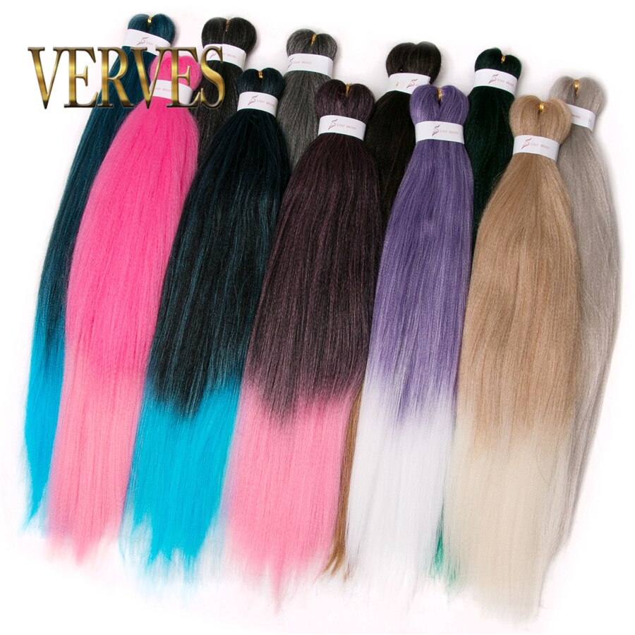VERVES Ombre Braiding Hair 100 ׷/ 26 ġ 1 piece ռ Two Tone Fiber Crochet  극̵ Hair Ȯ